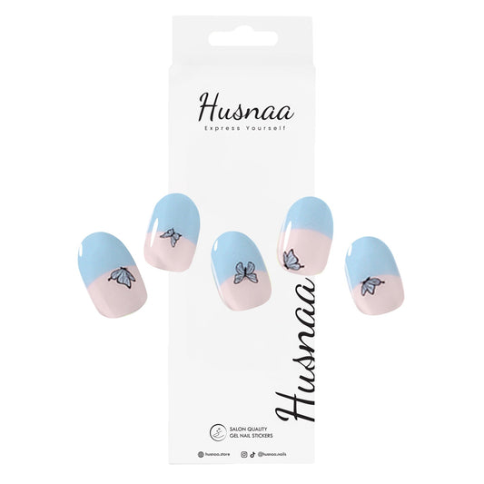 Blue Flutter French Tips - Husnaa