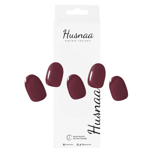 Burgundy | Semi - cured Gel Nail Strips - Husnaa