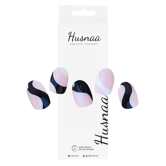 Onyx Wave | Semi - cured Gel Nail Strips - Husnaa