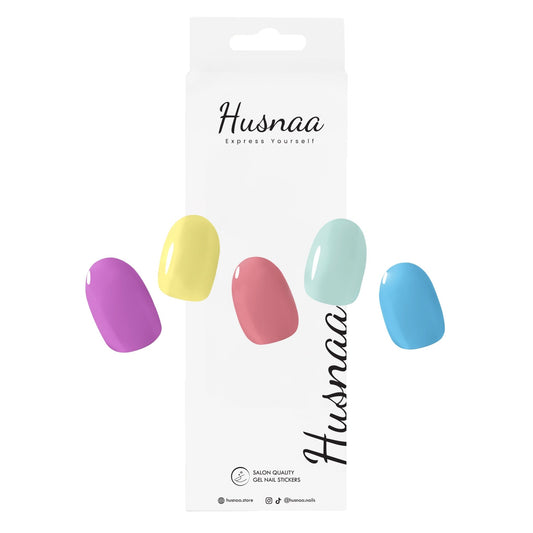 Rainbow Pastel | Semi - cured Gel Nail Strips - Husnaa