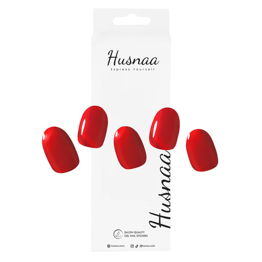 Scarlet Red | Semi - cured Gel Nail Strips - Husnaa