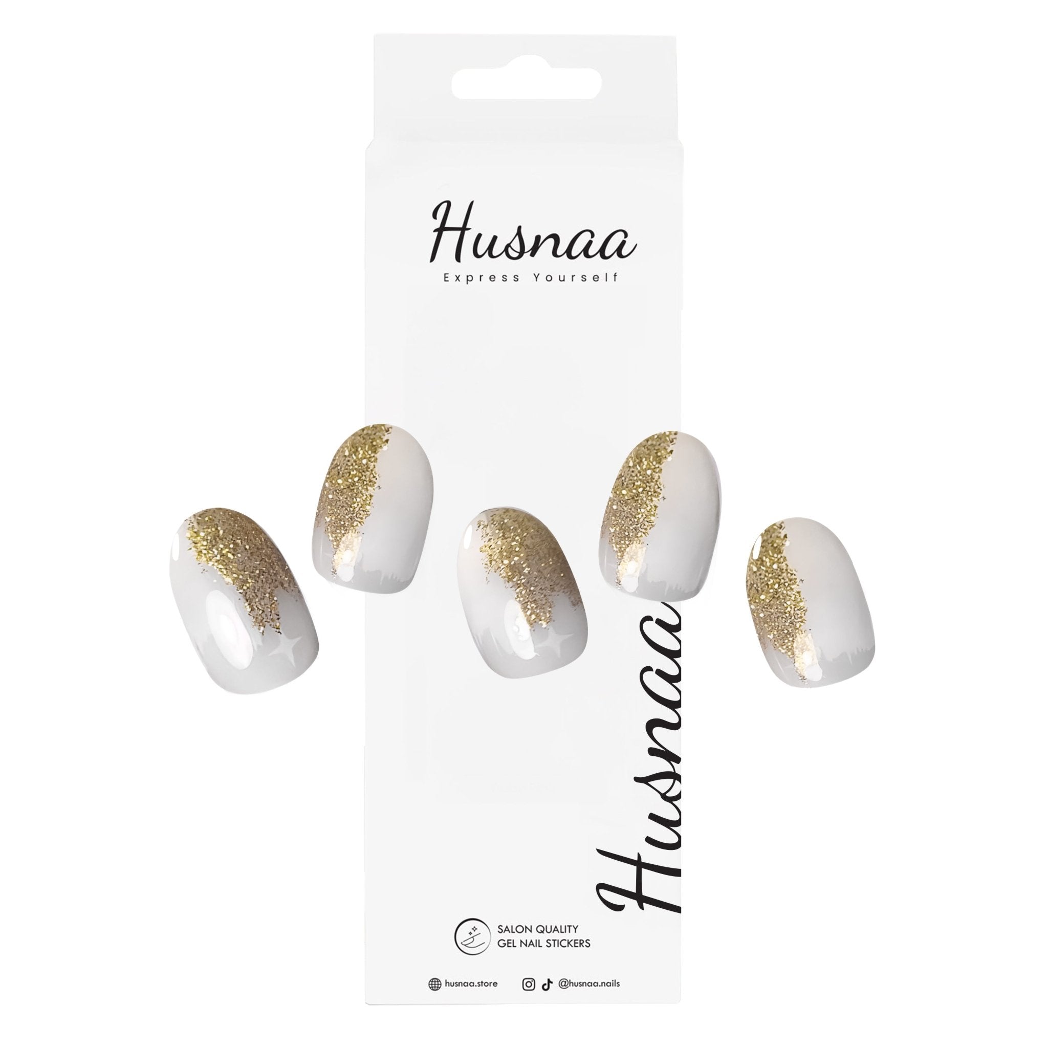Golden Drip | Semi - cured Gel Nail Strips - Husnaa