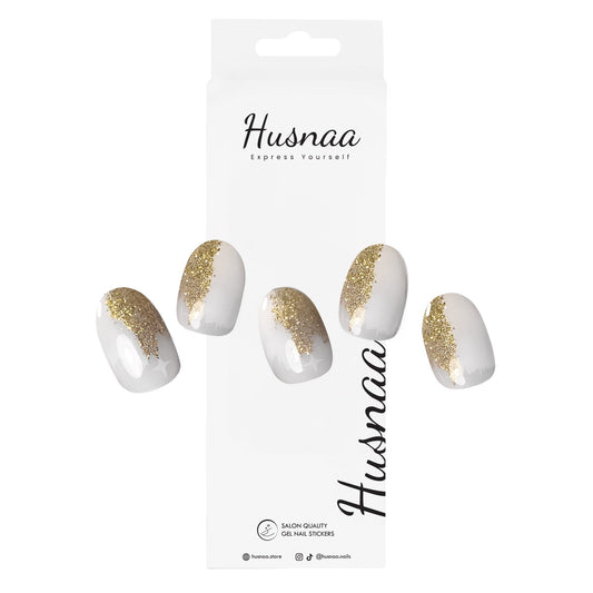 Golden Drip | Semi - cured Gel Nail Strips - Husnaa