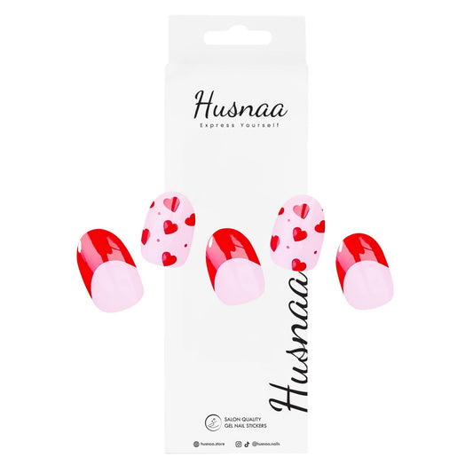 Heart Rush | Semi - cured Gel Nail Strips - Husnaa