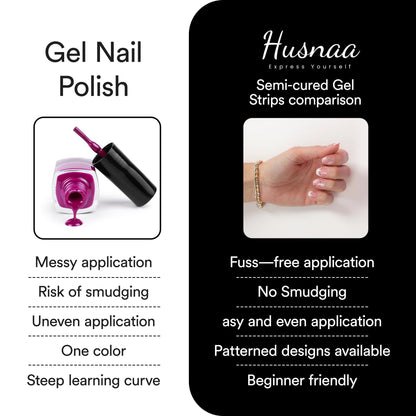 Onyx Wave | Semi - cured Gel Nail Strips - Husnaa