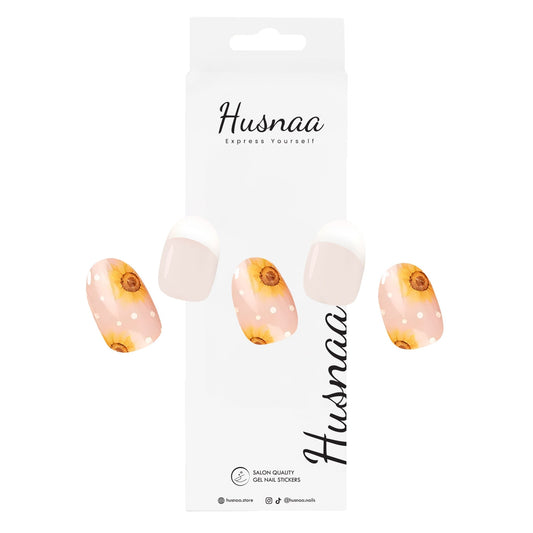 Sunlit Bloom | Semi - cured Gel Nail Strips - Husnaa